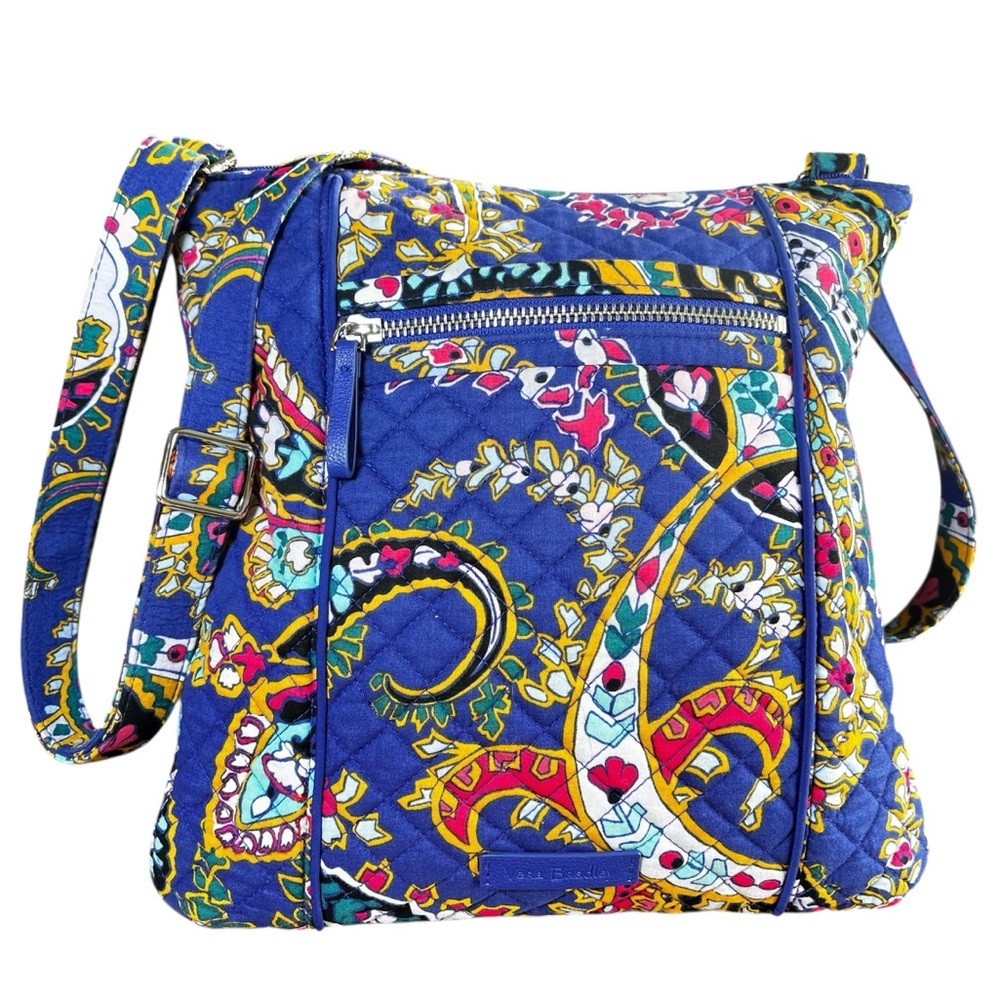 Vera Bradley Iconic Hipster Romantic Paisley Blue Quilted Crossbody Bag EUC